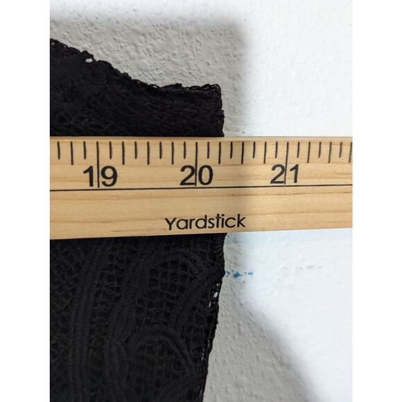 UMGEE Black Gauze Duster Swim Topper Crochet Lace Fringe Sleeveless Tie Front L - Picture 5 of 7